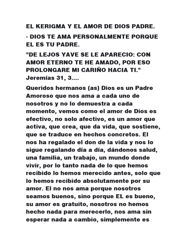 El Kerigma y El Amor de Dios Padre | PDF | Amor | Pecado
