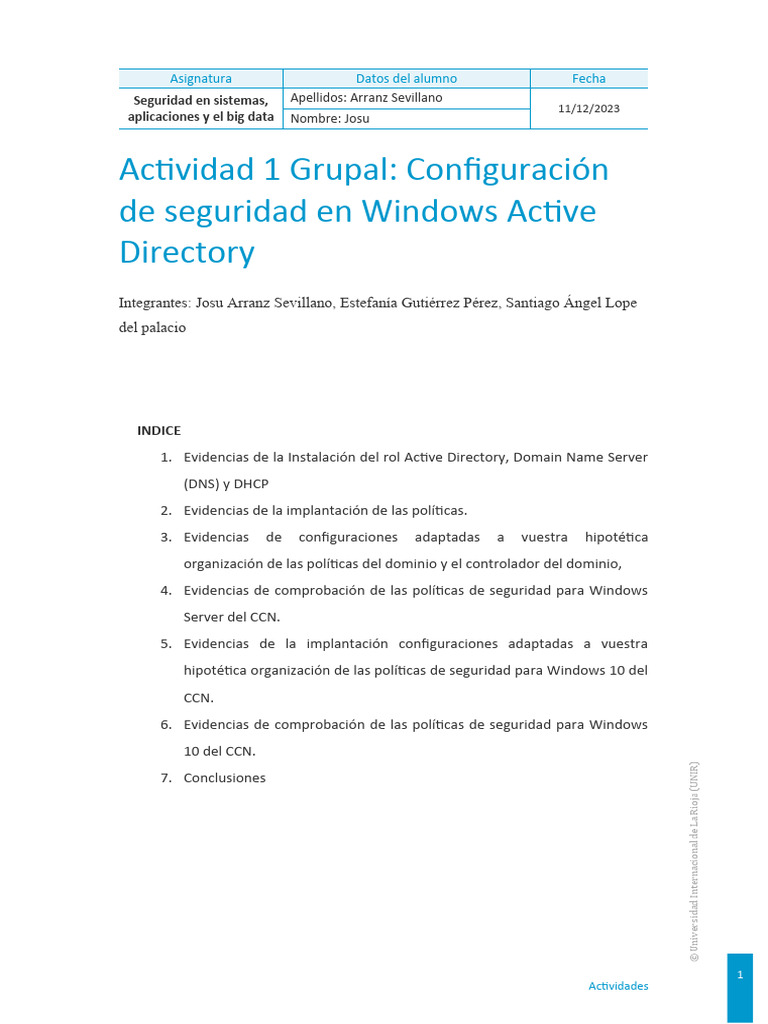 Seguridad en Active Directory y Windows 10 | PDF | Directorio Activo ...