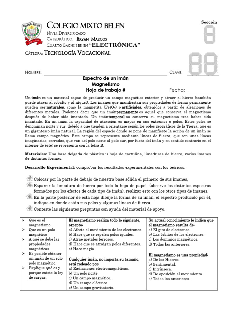 Hoja Trabajo Kinder | PDF | Imán | Inductor, image size:768x1024