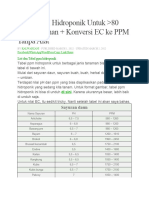 Tabel PPM Hidroponik Untuk