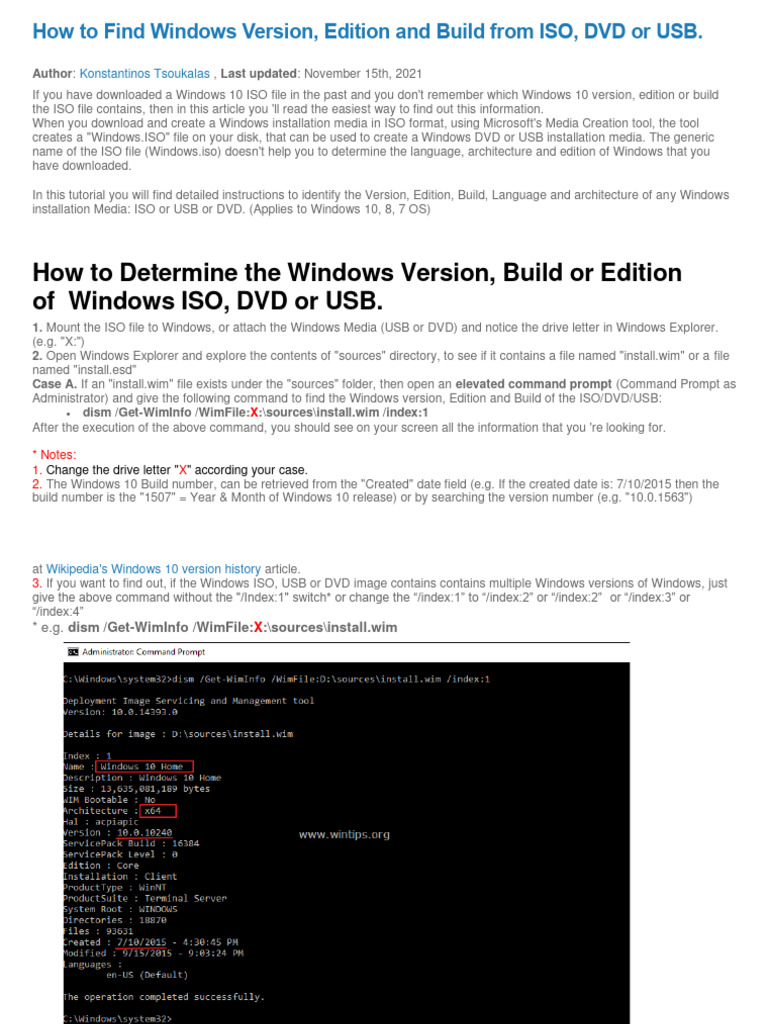 Identify Windows Version from ISO/USB | PDF | Microsoft Windows ...