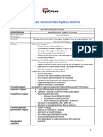 Fiche de Poste SYSGREEN - Administrateur Système Confirmé - 2024