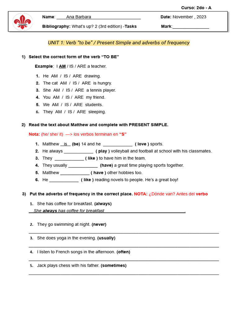 Ana - Tasks All Units | PDF | Grammar | Linguistics