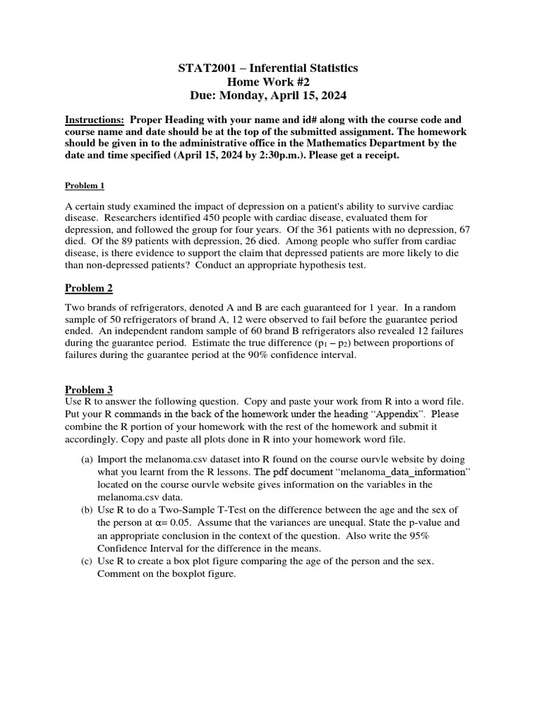 STATs HomeWork#2 | PDF | Student's T Test | Statistics