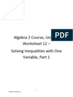 Algebra 2 Course - Unit 1 - Lesson 12 - Solving Inequalities With One Variable - Part 1