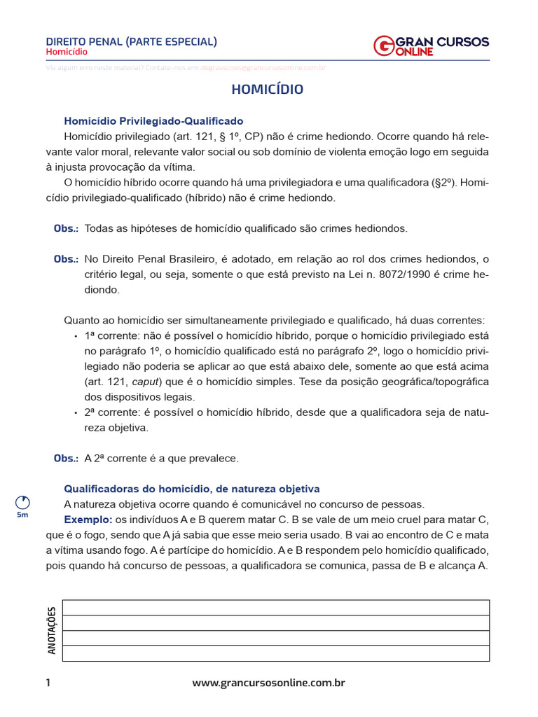Aula Penal 2 Download Grátis Pdf Homicídio Crimes