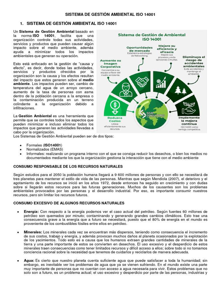 SISTEMA DE GESTIÓN AMBIENTAL ISO 14001 | PDF | Agua | Residuos