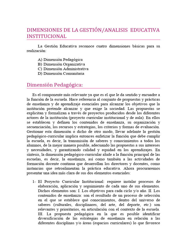 Dimensiones de la Gestión Educativa | PDF | Enseñando | Evaluación