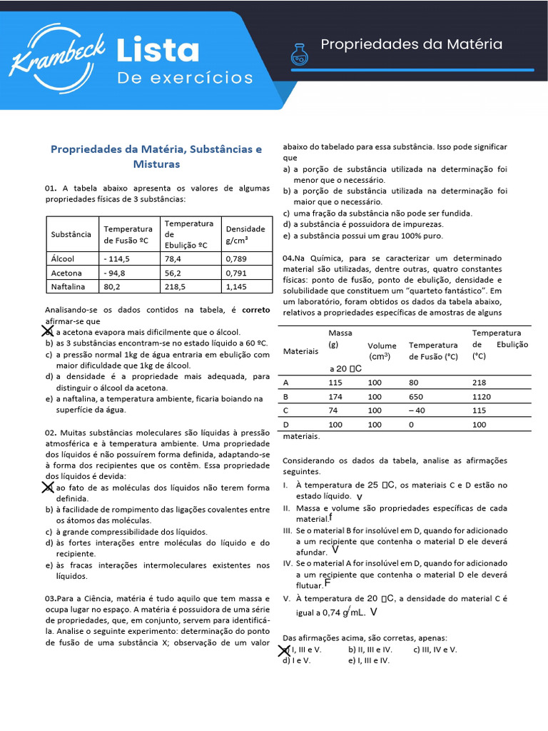 Propriedades Físicas da Matéria | PDF | Propriedades da água ...