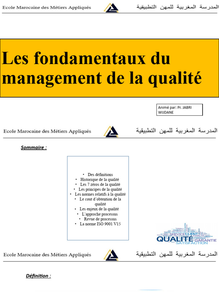Fondamentaux du management qualité | PDF | Système de management de la ...