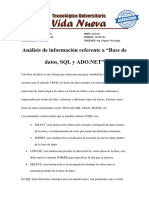 Análisis de Información Referente A "Base de Datos, SQL y ADO - NET"