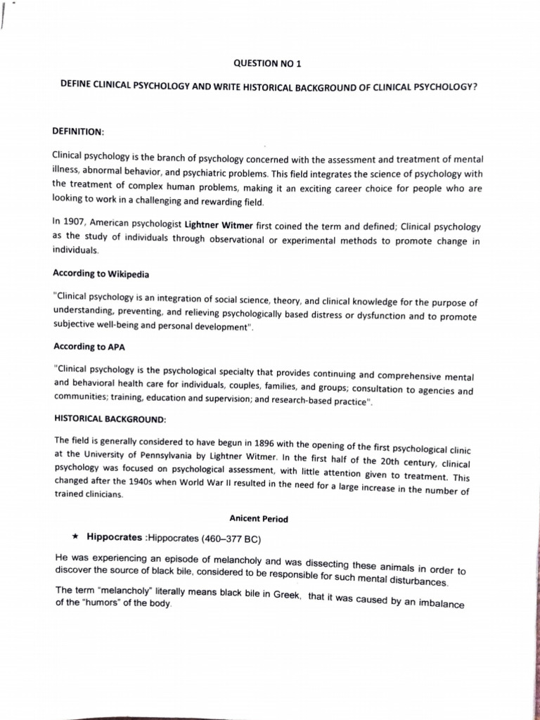 Chap 1 History of Clinical Psychology | PDF