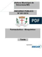 IDECAN 2017 Prefeitura de Simonesia MG Farmaceutico Bioquimico