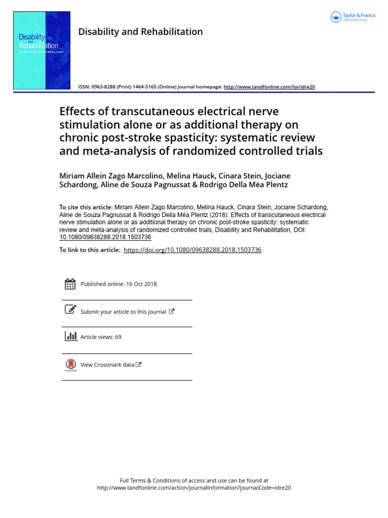 Effects of Transcutaneous Electrical Nerve Stimulation Alone or As ...