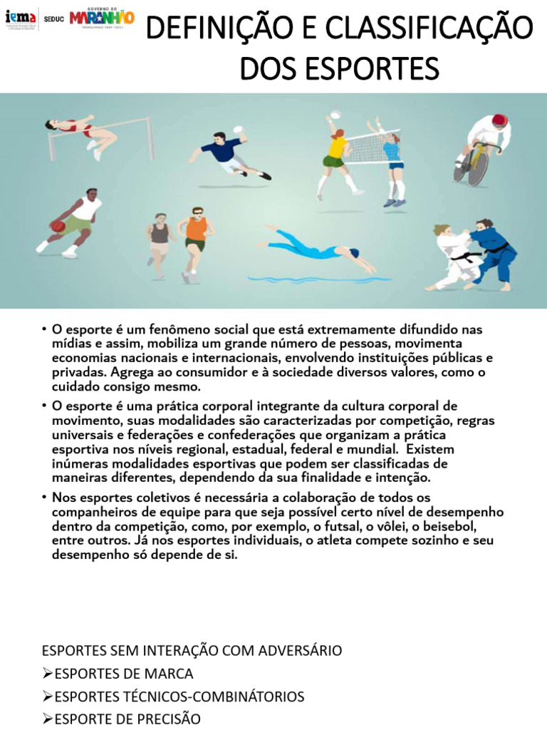 Definição e Classificação dos Esportes | PDF | Voleibol | Esportes ...