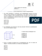 ATIVIDADES 01 - CUBOS E PARALEEPIPEDOS - 2ª SERIE