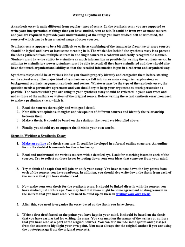Writing A Synthesis Essay | Download Free PDF | Essays | Dialectic