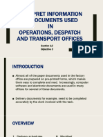 Documents Used in The Dispatch Office