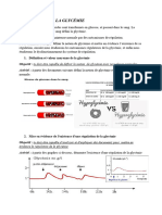 Regulation de La Glycémie: Activité: À Partir Des Documents Suivants Défini La Notion de Glycémie Et Précise La Valeur