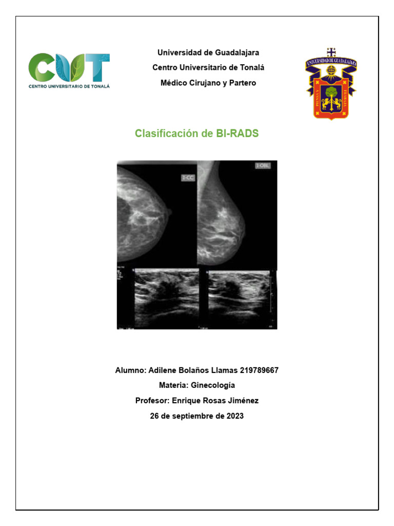 Clasificación de BI-RADS | PDF | Mamografía | Cáncer de mama