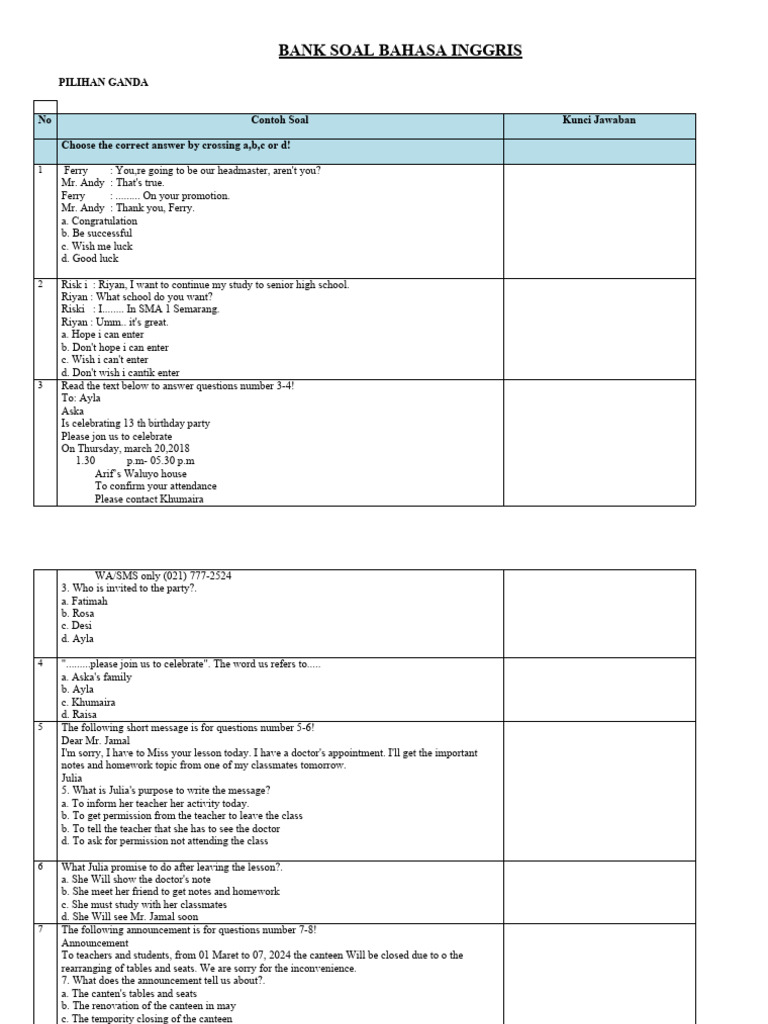 Soal Bahasa Inggris Pdf