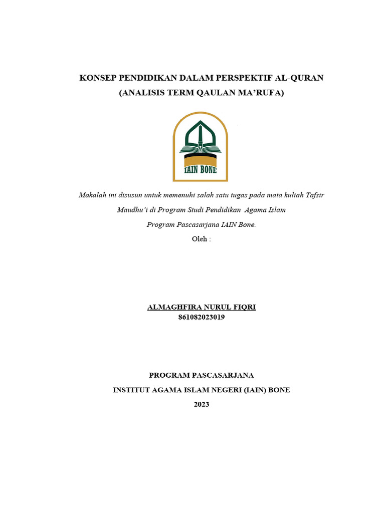 Makna Qaulan Ma'rufa dalam Pendidikan | PDF