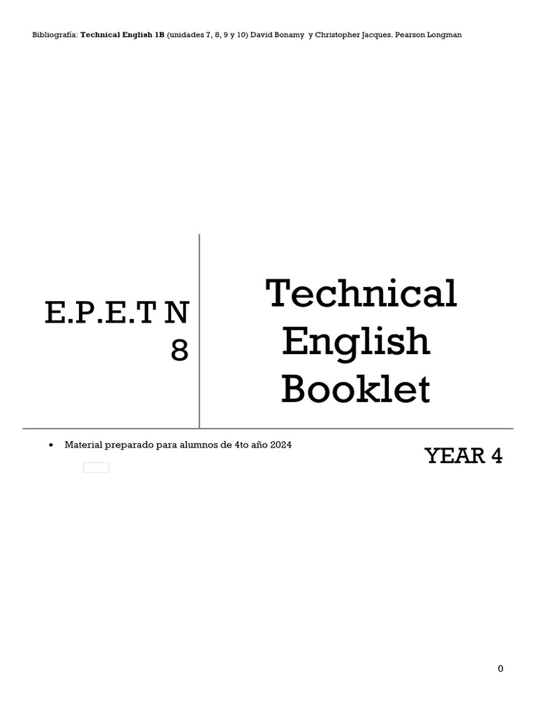 Technical English Booklet for Year 4 | PDF | English Language | Bridge