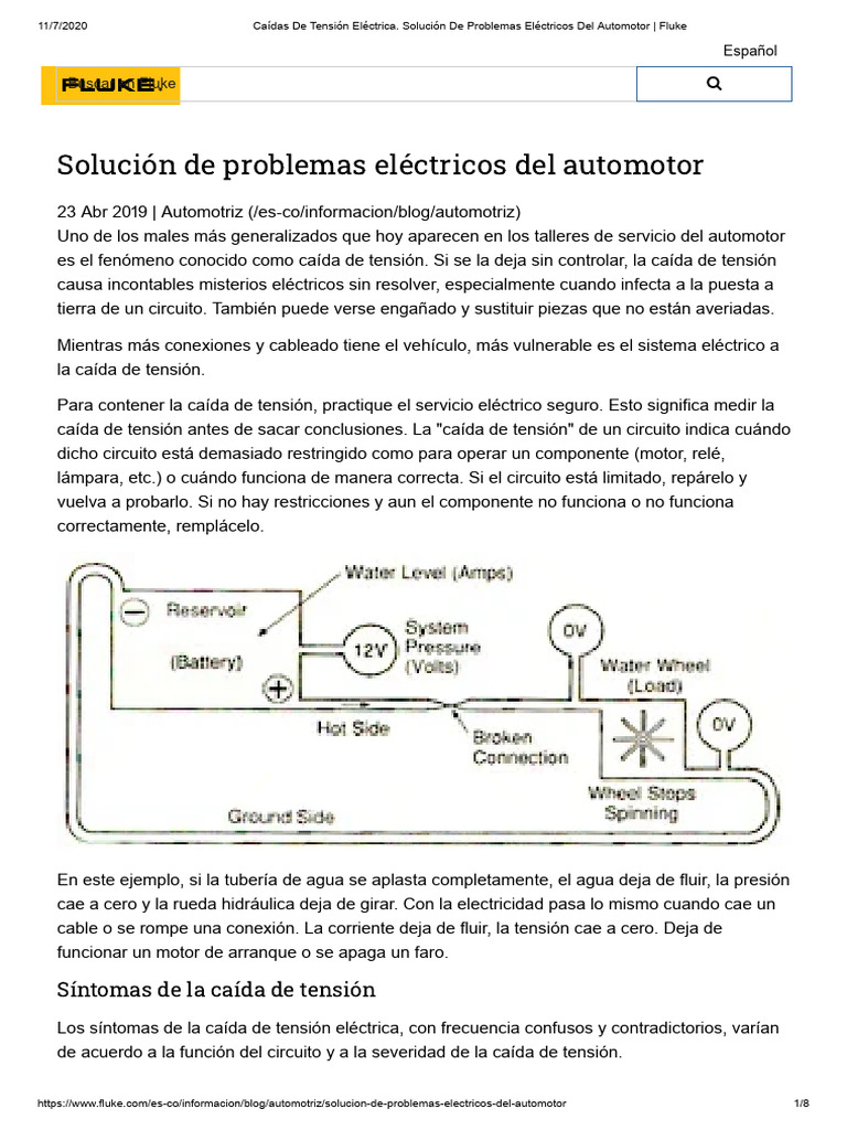 Caídas de Tensión Eléctrica. Solución de Problemas Eléctricos Del