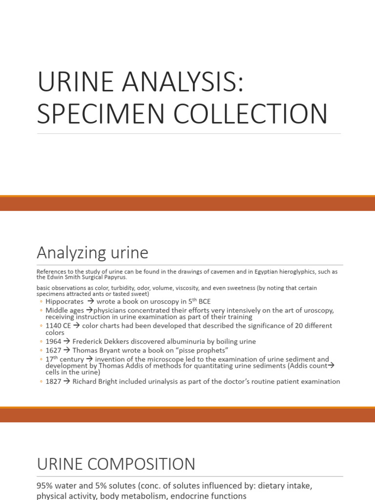 Urine Analysis and Collection Methods | PDF | Urine | Medical Specialties