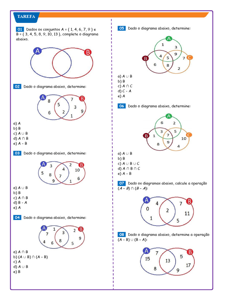 Operações com Conjuntos e Diagramas | PDF
