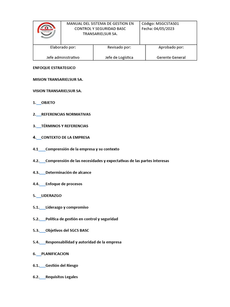 Manual de Gestión BASC en Seguridad | PDF | La seguridad informática ...