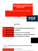 Week 8 - Cost Planning and Cost Control