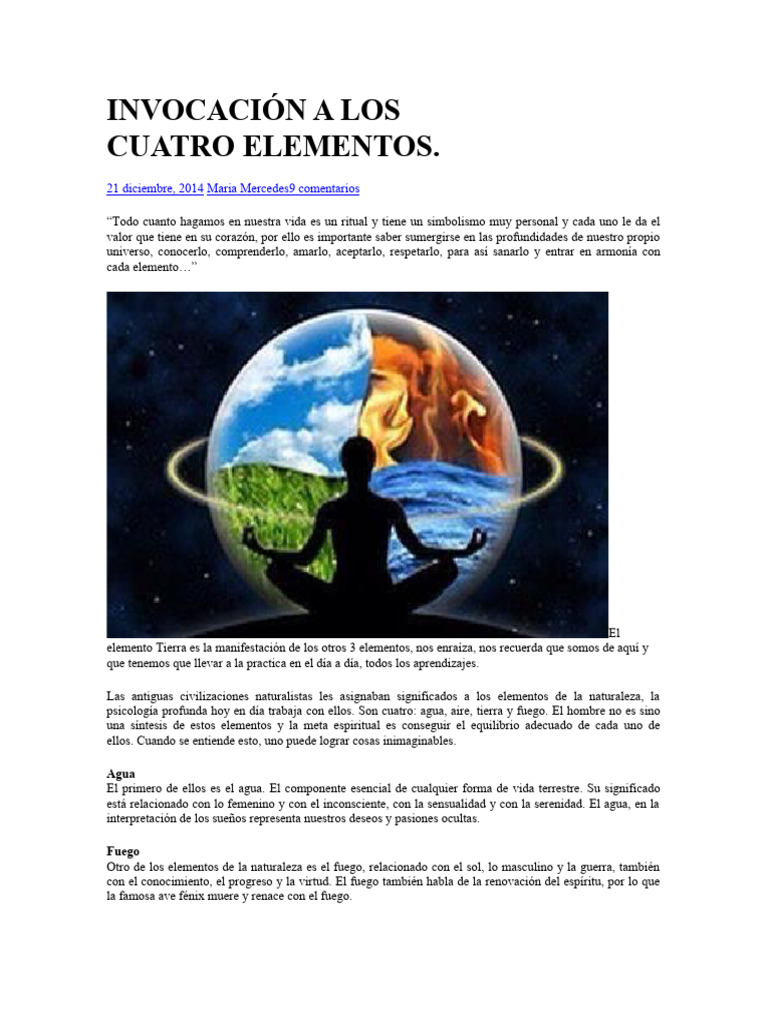 Invocación de los Cuatro Elementos | PDF | Agua | Incendios