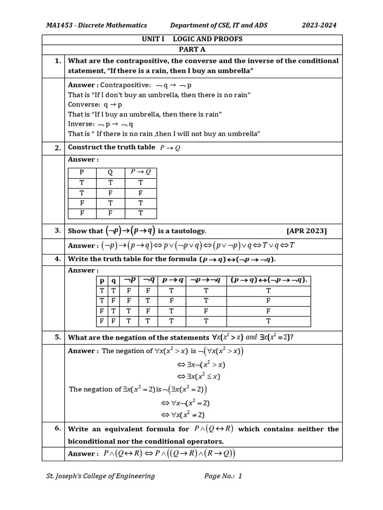 P p q p pq p pq tq t ma1453 discrete mathematics department of cse