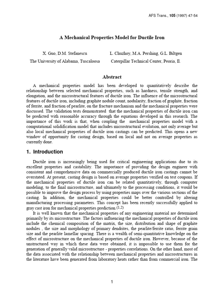 A Mechanical Properties Model For Ductile Iron | PDF | Fracture | Ductility