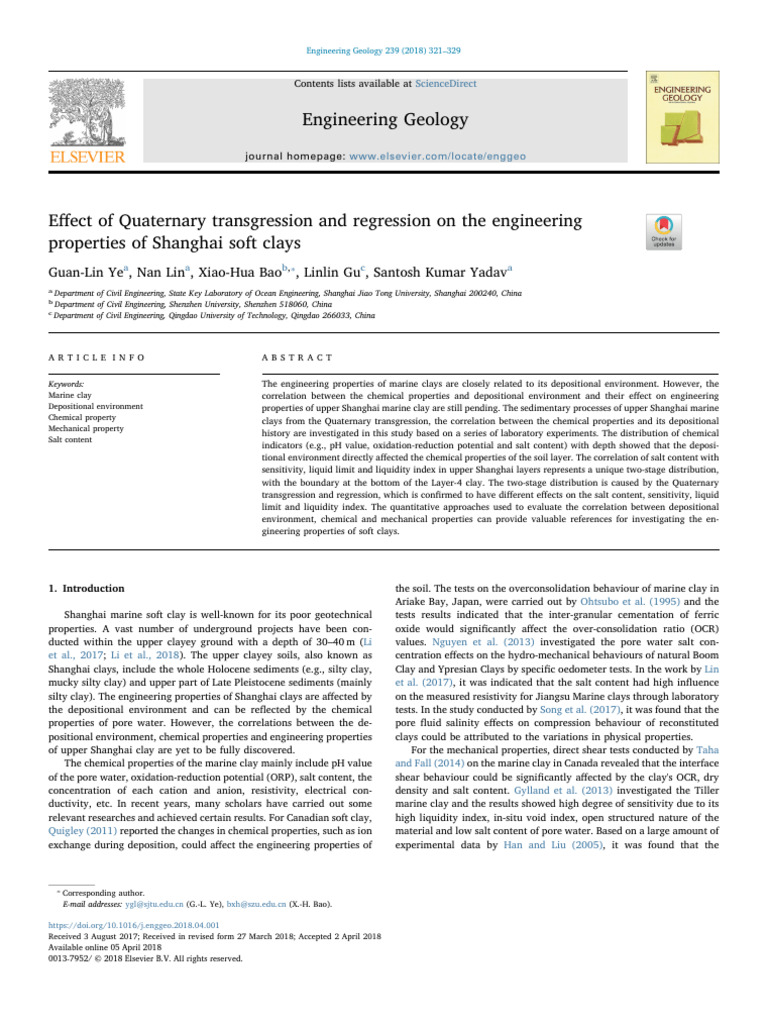 Effect of Quaternary Transgression and Regression On The Engineering ...