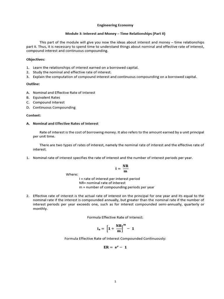 Interest and Money-Time Relationships | PDF | Interest | Compound Interest