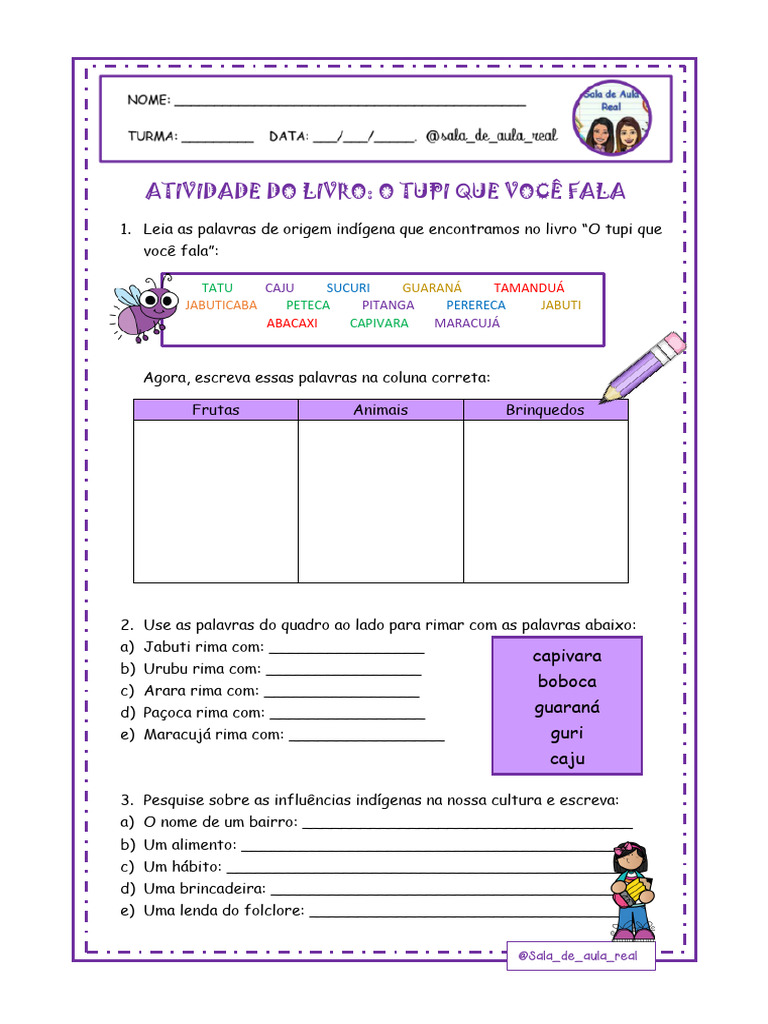 O Tupi Que Você Fala - Atividades | PDF