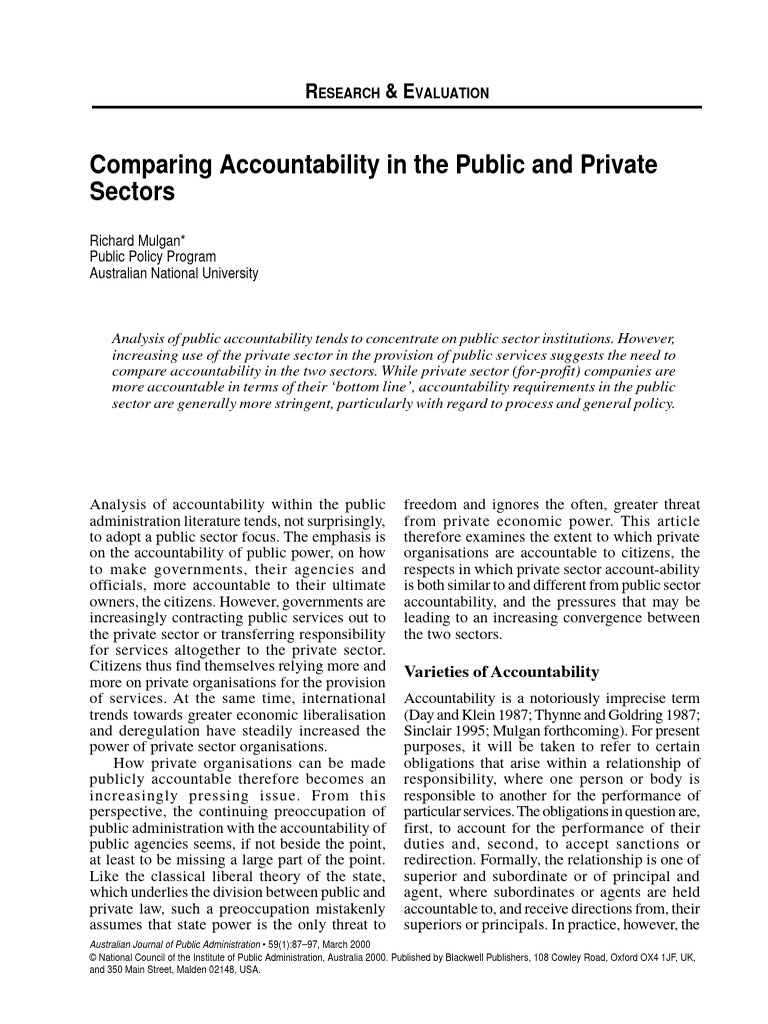 Public vs Private Sector Accountability | PDF | Legal Remedy ...
