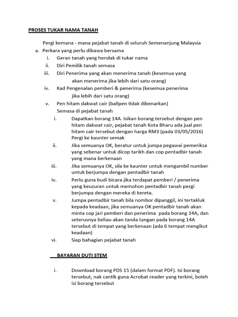 Proses Tukar Nama Tanah | PDF