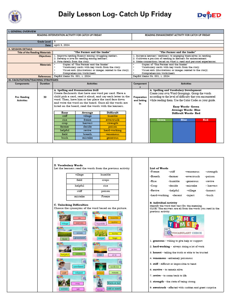 Grade 5 Reading Comprehension Lesson | PDF | Reading Comprehension ...