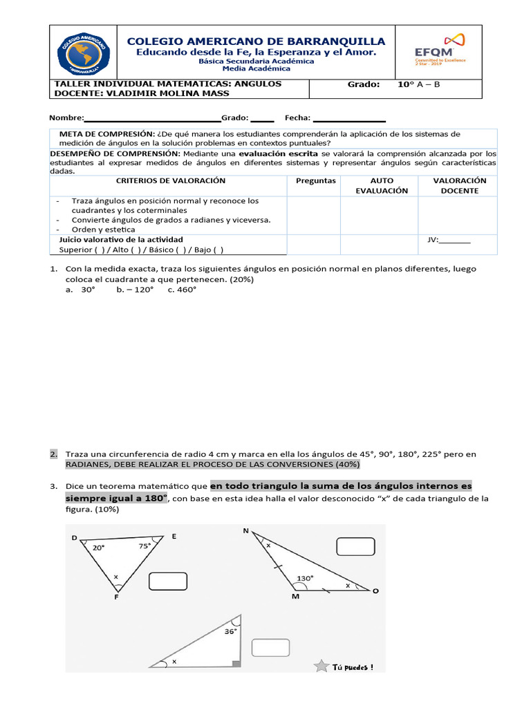 EVALUACION - Angulos y Medicion | PDF | Ángulo | Evaluación