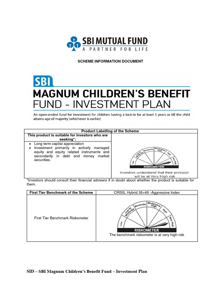 Sid Sbi Magnum Childrens Benefit Fund Investment Plan | PDF ...