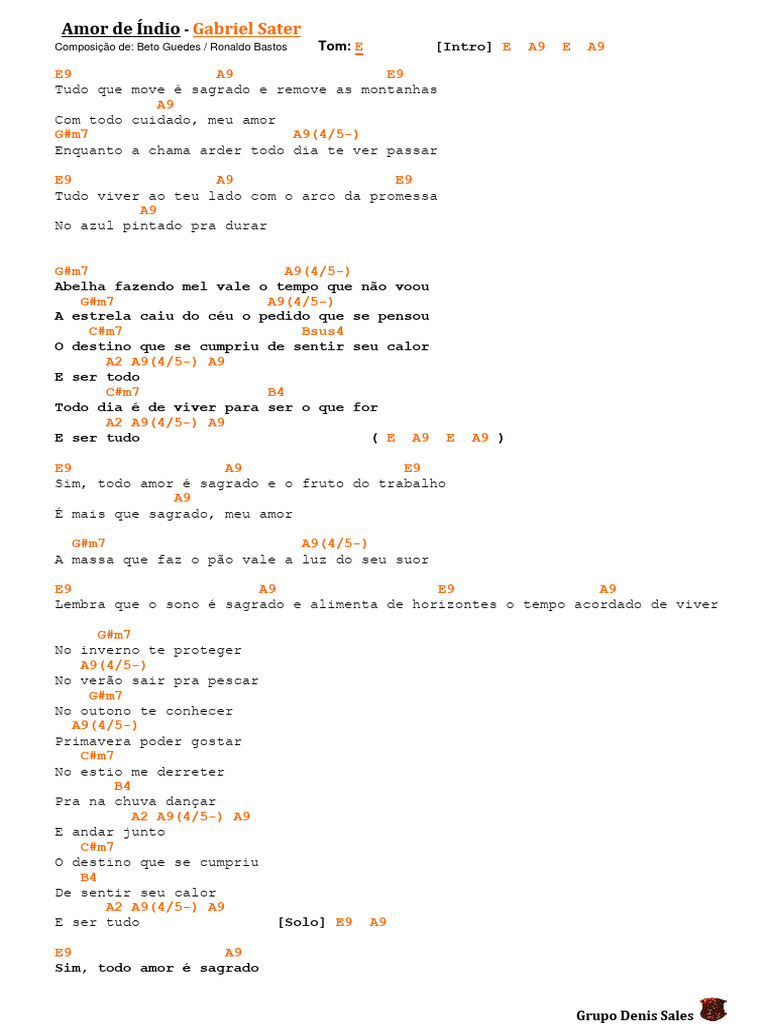 Amor De Índio Letra : amor de índio Beto Guedes – QGIUXA