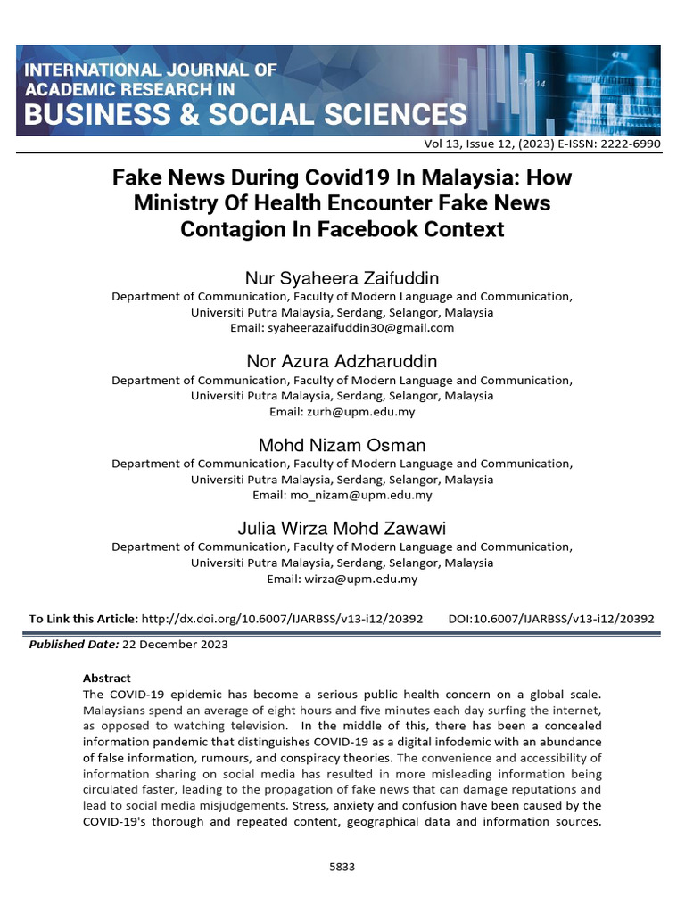 Combatting COVID-19 Fake News in Malaysia | PDF | Facebook | Media ...