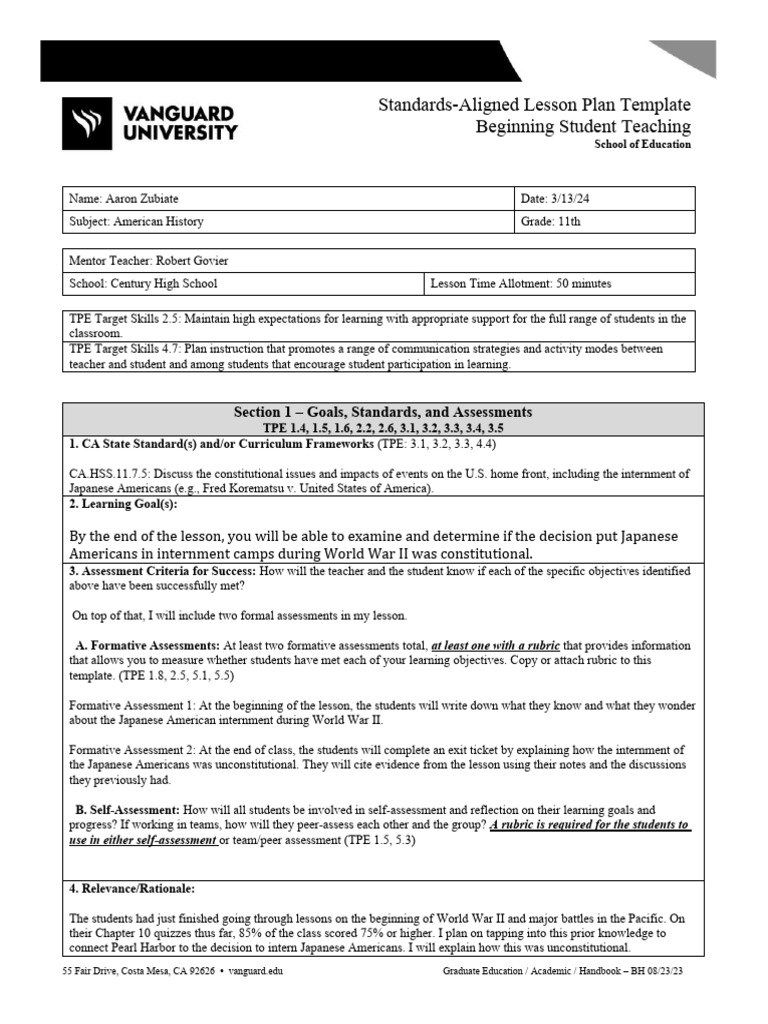 BST Lesson Plan Colloborative Instruction | PDF | Educational ...