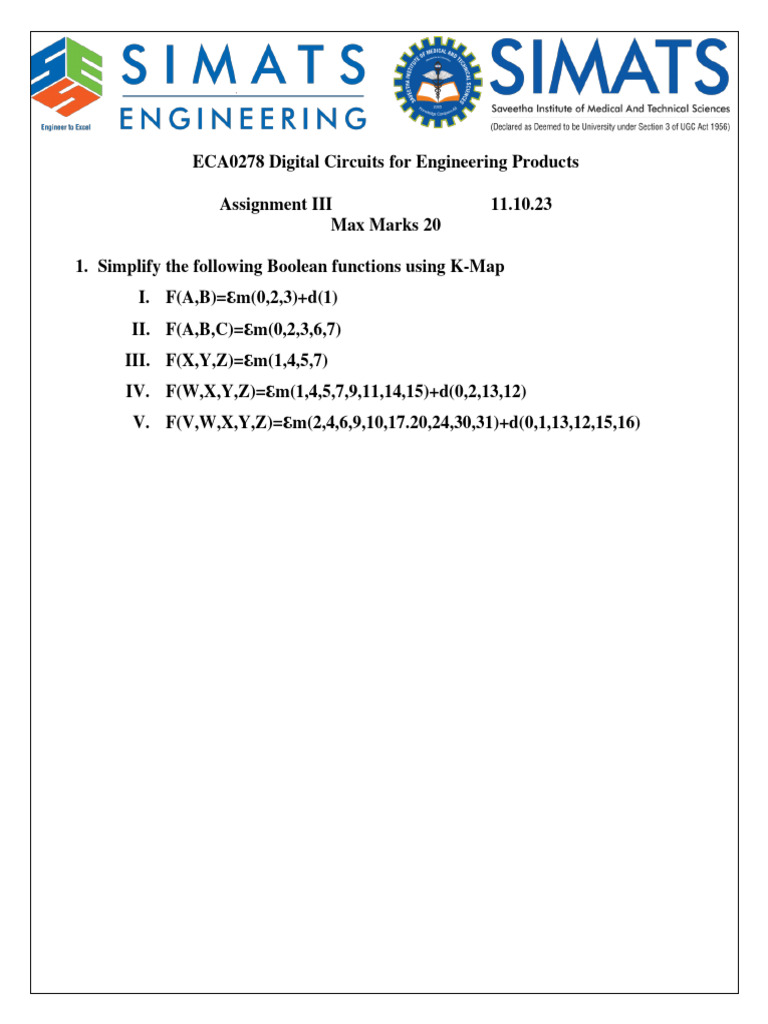 K-Map Boolean Simplification Guide | PDF | Teaching Methods & Materials ...
