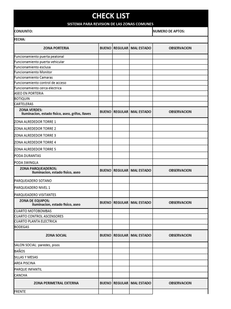 Revisión de Zonas Comunes en Conjunto | PDF | Ingeniero civil