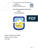 Informe Técnico de Exploración Del Mineral FE