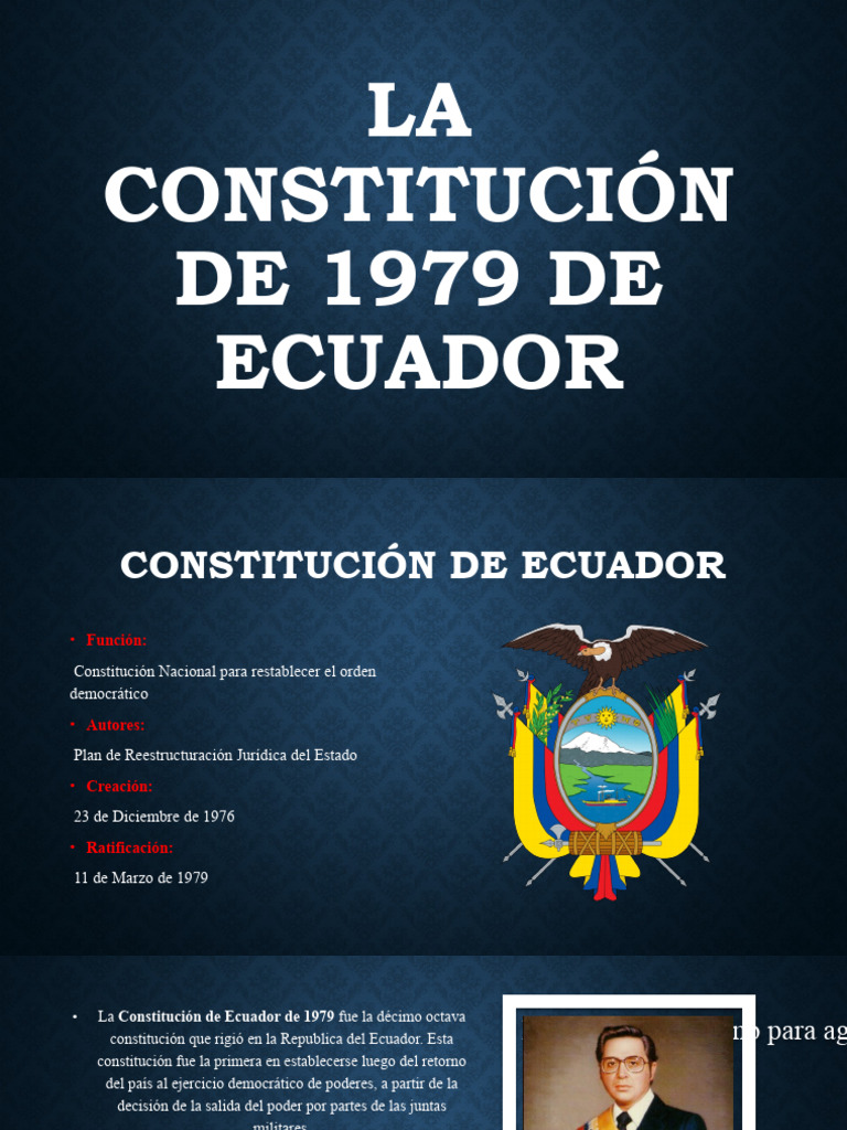 La Constitución de 1979 de Ecuador PDF Ecuador Gobierno
